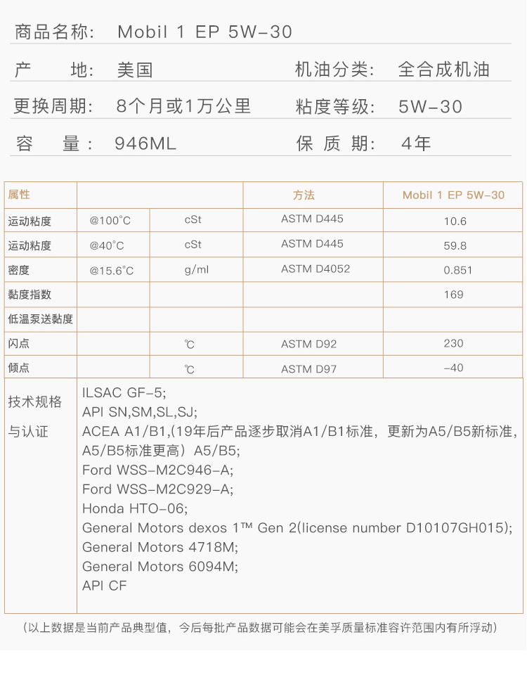 美孚1號全合成機(jī)油 長效型 EP5W-30 A1/B1 SN 1Qt裝-第4張圖片-鄭州市冠恒貿(mào)易有限公司【官方網(wǎng)站】-車用潤滑油服務(wù)專家